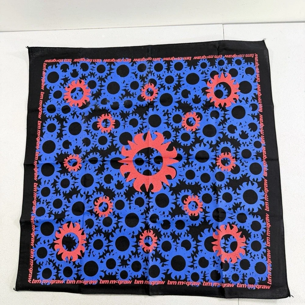 Vintage Tim McGraw Country‎ Music Bandana Scarf Handkerchief Black Blue 21